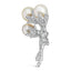 18K White Gold Diamond & South Sea Pearl Floral Brooch Pin