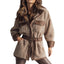 Women's Thickened Lamb Fur Spliced PU Leather Retro Coat