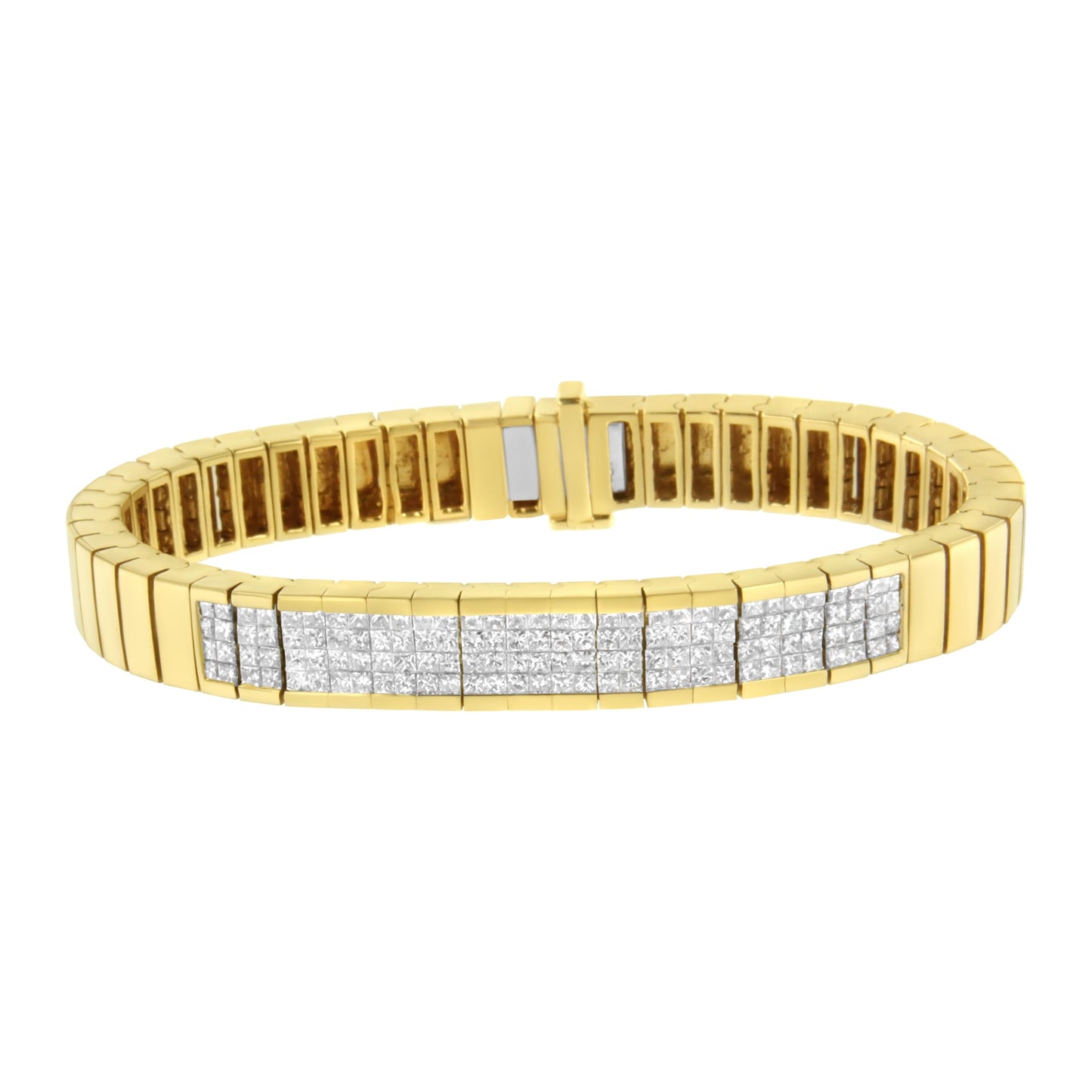 Pulsera de Tenis de Diamantes en Oro Amarillo de 14K con Corte Princesa - Tamaño 7"