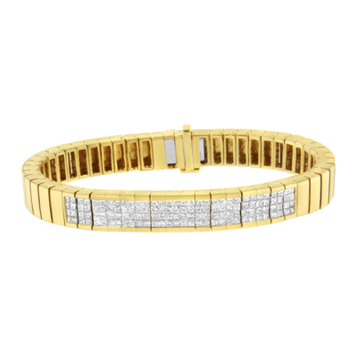 Pulsera de Tenis de Diamantes en Oro Amarillo de 14K con Corte Princesa - Tamaño 7"