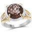3.28 Carat Smoky Quartz & Yellow Diamond Sterling Silver Ring