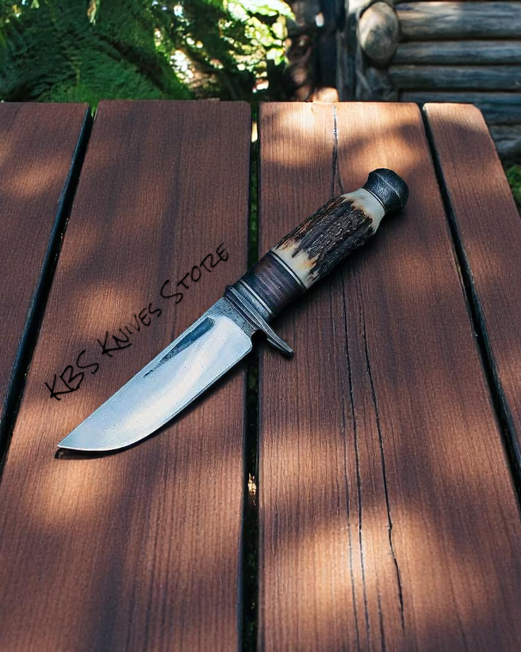 Season’s Shadow – Premium Hunting Knife with 1095 High Carbon Steel & Antler Handle - Korvel