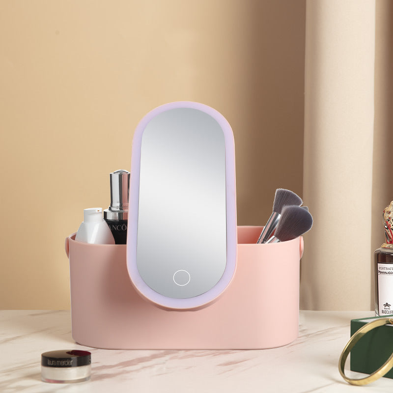 Portable LED Makeup Mirror with Storage Box