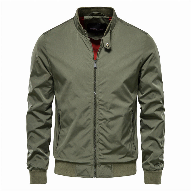 Men's Casual Zip-up Bomber Jacket with Pockets