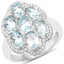 Bague en argent sterling avec aquamarine de 3,09 carats et zircon blanc