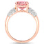 Bague en or rose 14K avec tourmaline rose et diamants de 3,11 carats