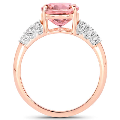 Bague en or rose 14K avec tourmaline rose et diamants de 3,11 carats