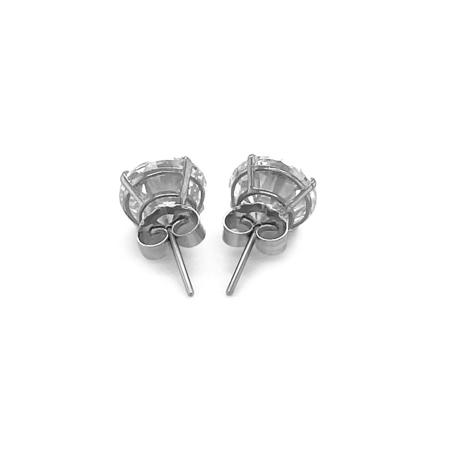Boucles d'oreilles en or blanc 14 carats avec pierres CZ rondes de 8,0 mm