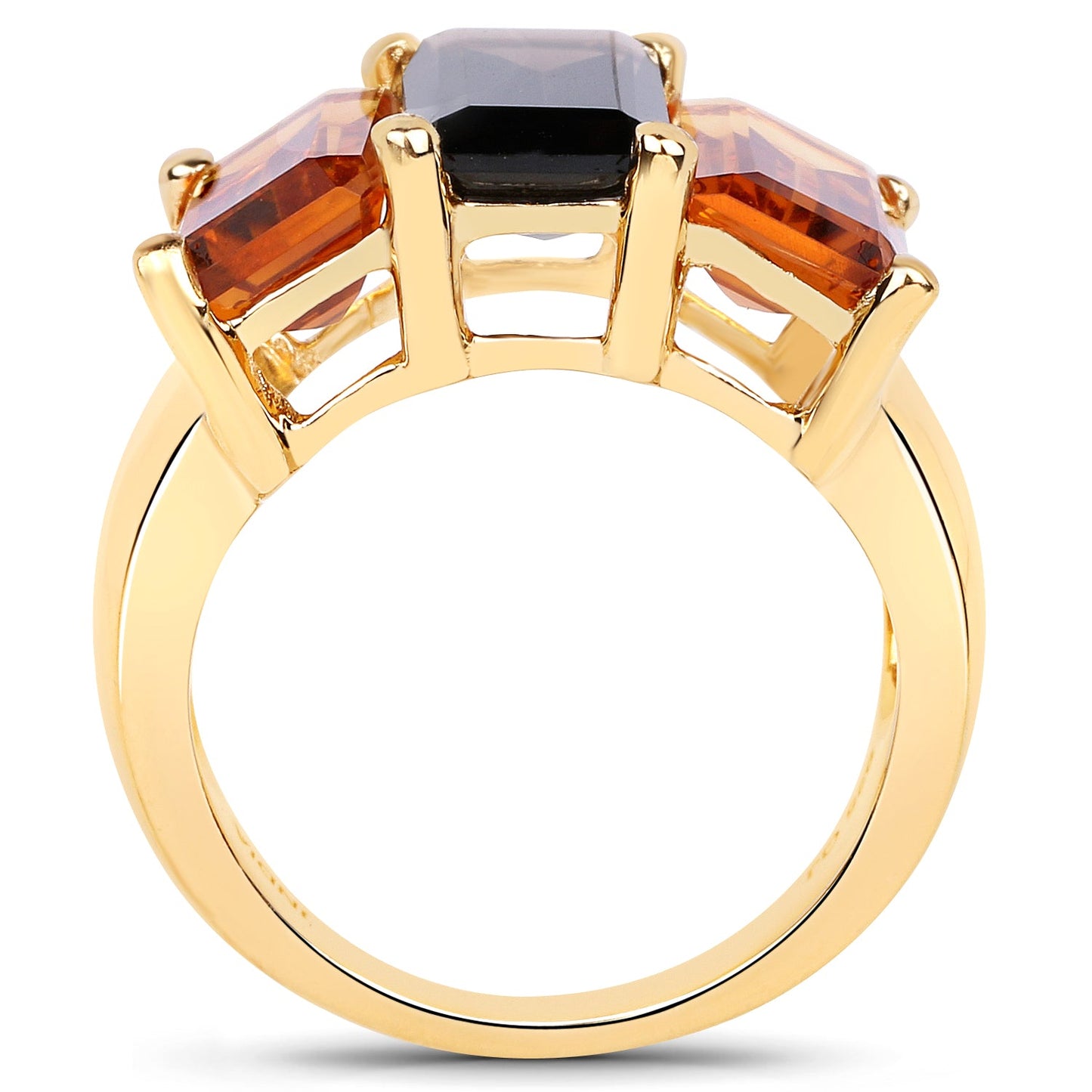 Anillo de Cuarzo Ahumado y Citrino de 8.14 Quilates Baño de Oro Amarillo de 14K