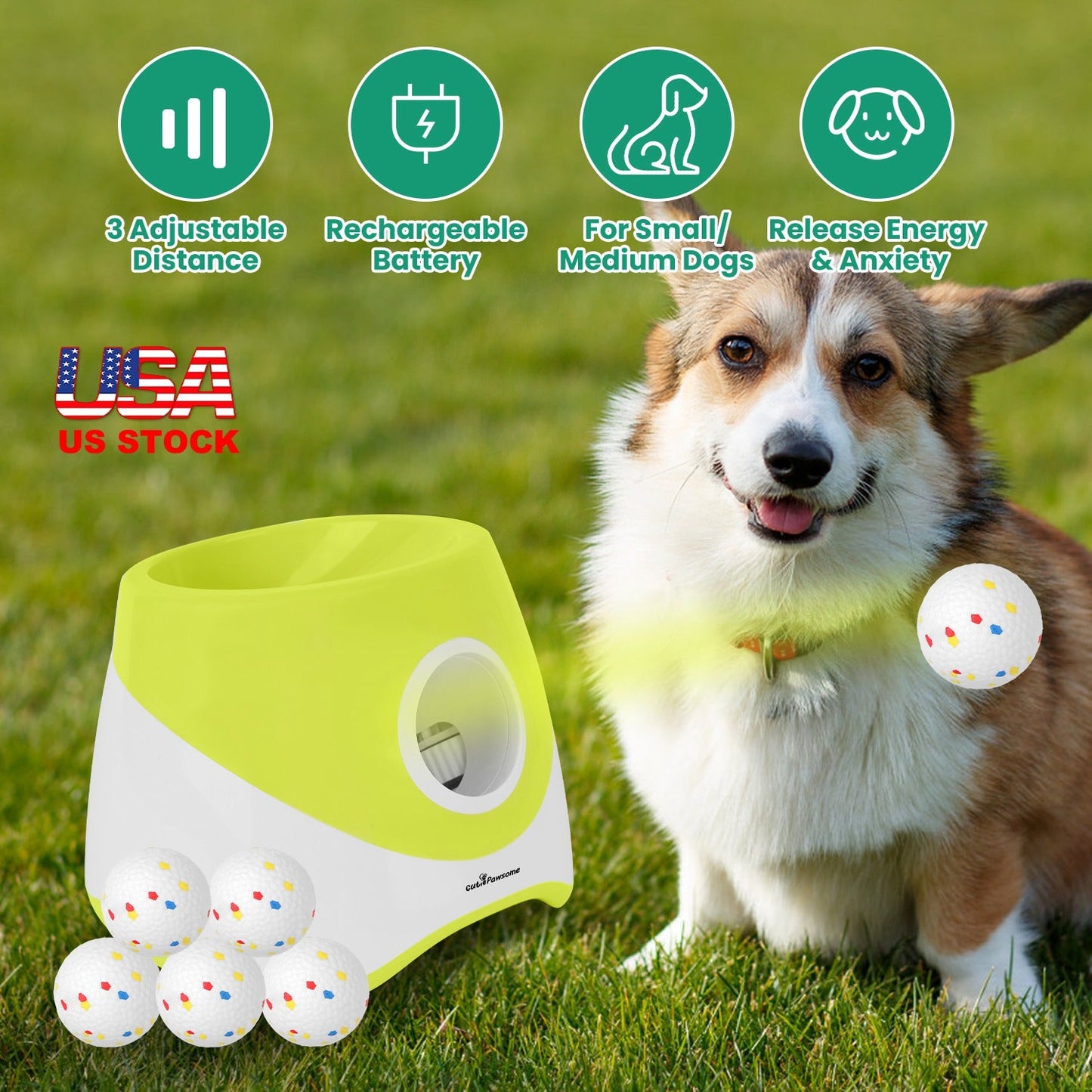 Lanzador Automático de Pelotas para Perros - Juguete Interactivo de Fetch para Perros Pequeños y Med