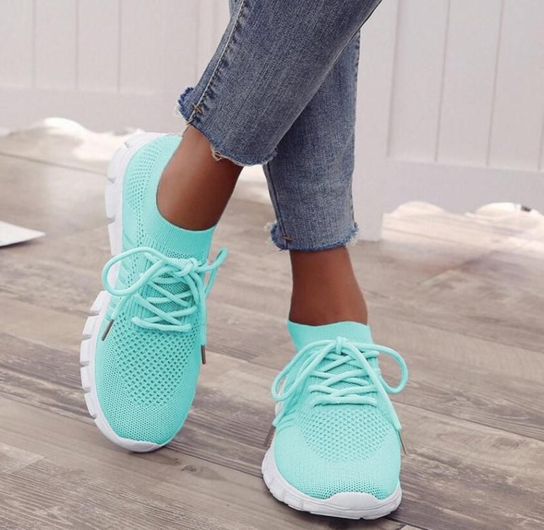 Zapatillas de Plataforma Altas con Cordones Transpirables para Mujer