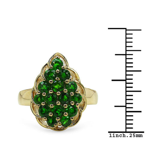 Bague de fiançailles en argent sterling avec diopside chrome véritable de 1,71 carat