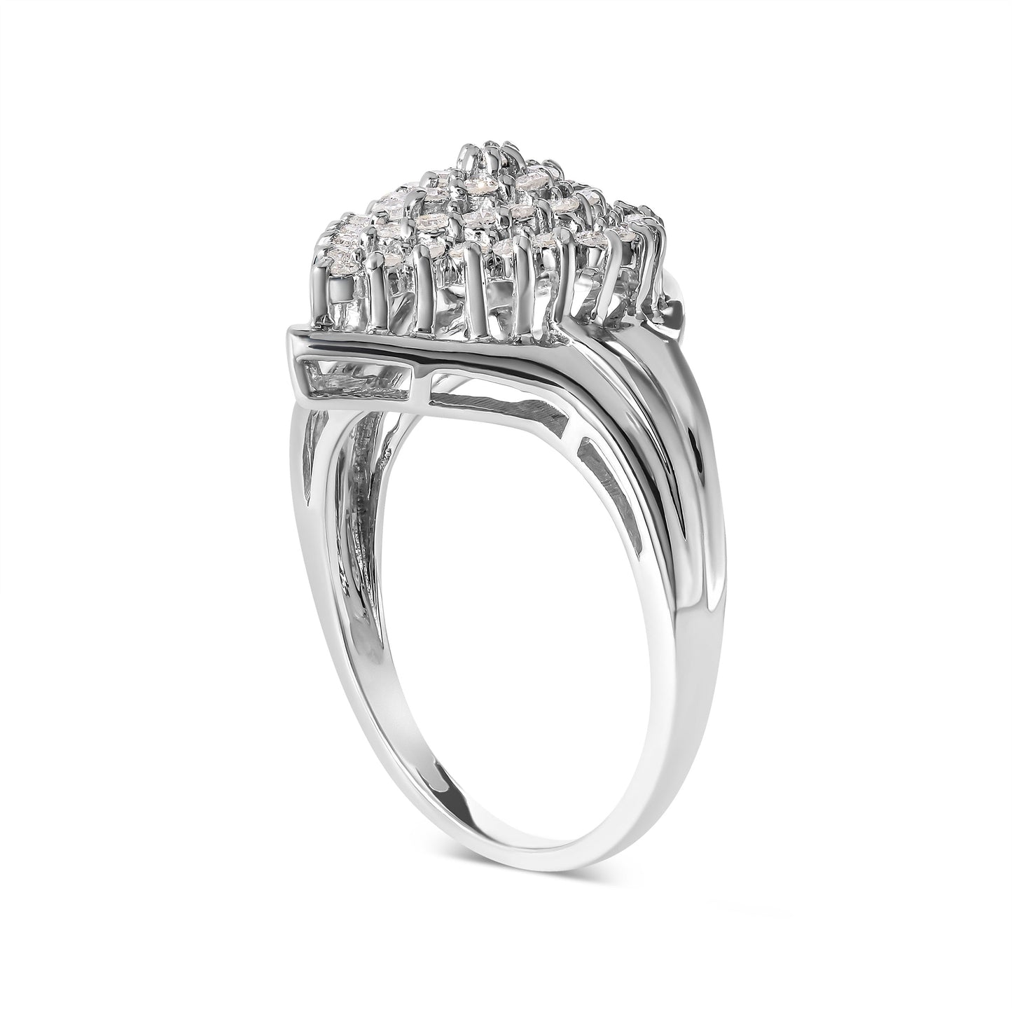 Bague en cluster de diamants en or blanc 10K de 1/2 carat en forme de poire - Taille 7