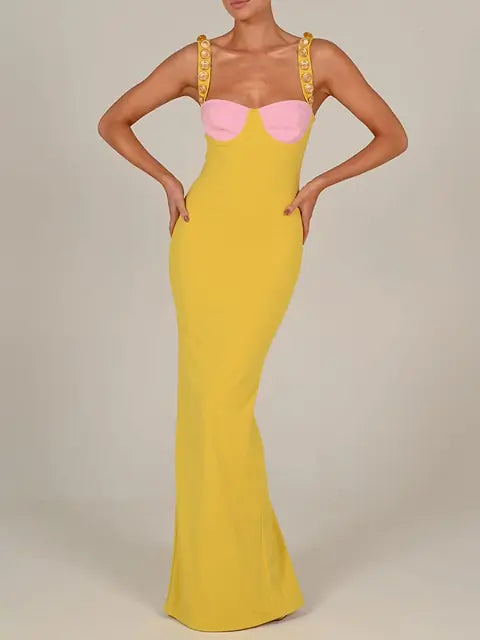 Vestido Maxi Bodycon Sin Tirantes Elegante