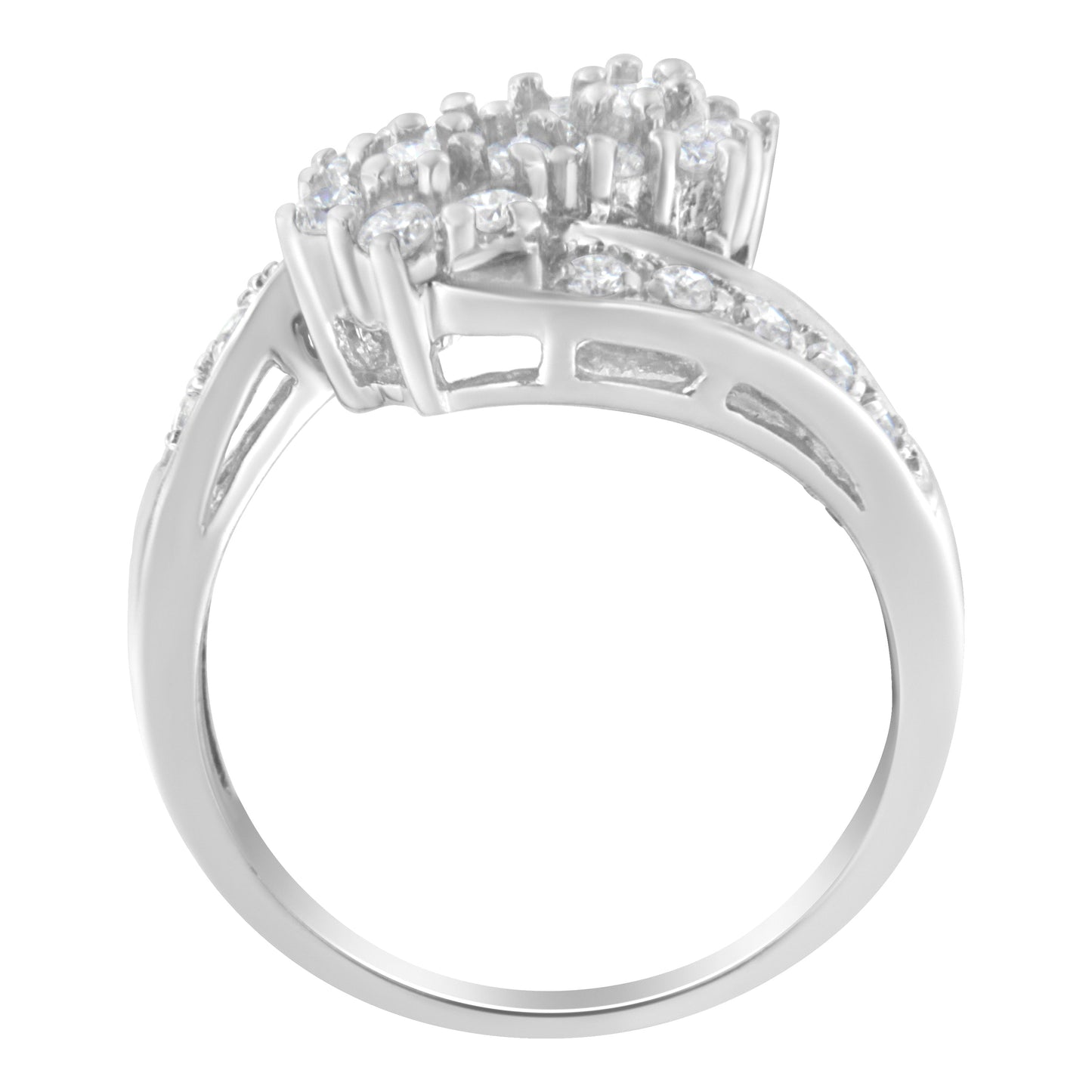 Anillo de Banda de Clúster de Diamantes en Oro Blanco de 14KT
