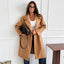Elegant Solid Color Long Sleeve Wool Overcoat for Women