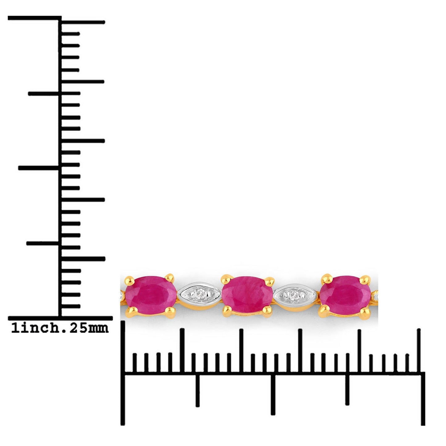 Elegant Ruby and Diamond Sterling Silver Bracelet