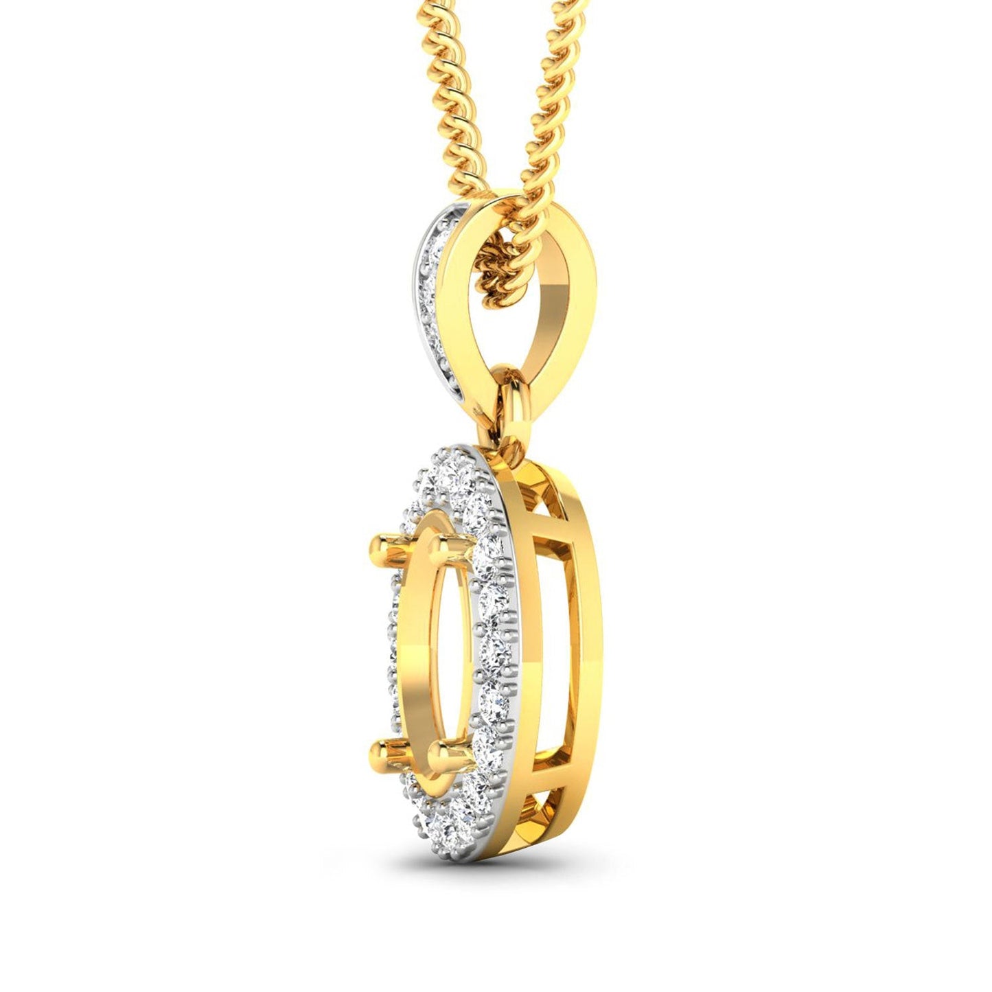 0.18 Carat White Diamond 14K Yellow Gold Semi Mount Pendant