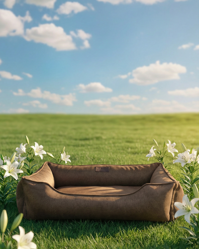 Luxurious Cotton Dog Sleeper Bed in Rich Brown