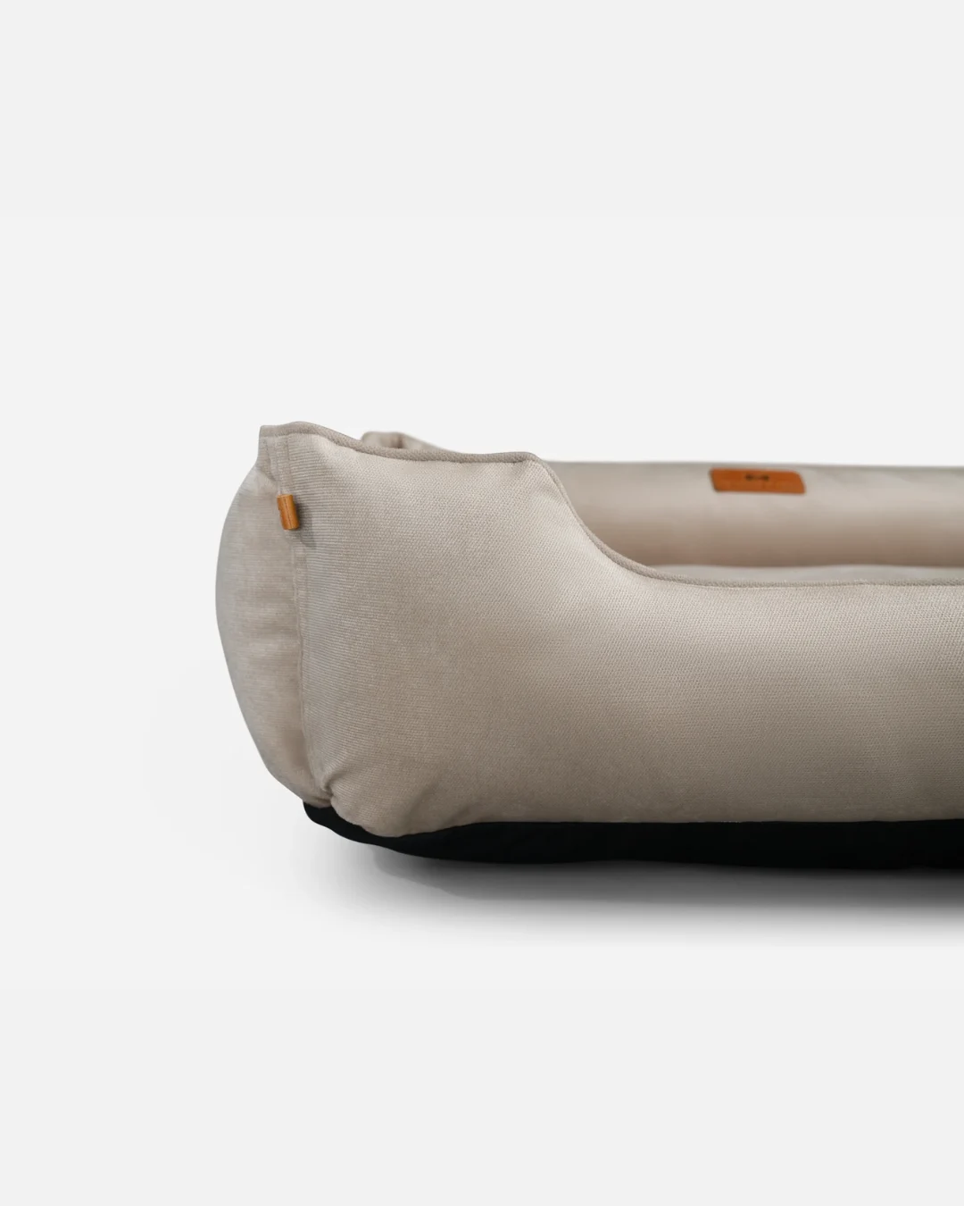 Lit orthopédique en velours luxueux beige