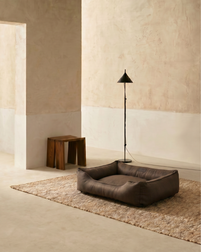 Lit pour chien en coton luxueux de couleur marron riche