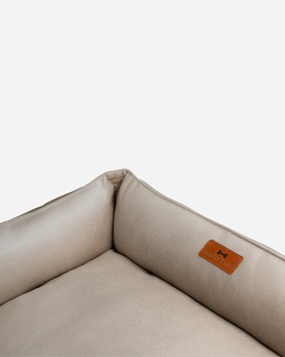 Lit orthopédique en velours luxueux beige