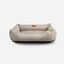 Lit orthopédique en velours luxueux beige