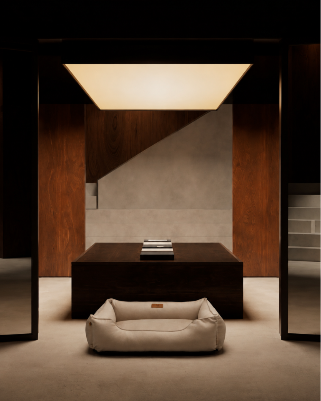Luxurious Velvet Orthopedic Dog Bed in Beige
