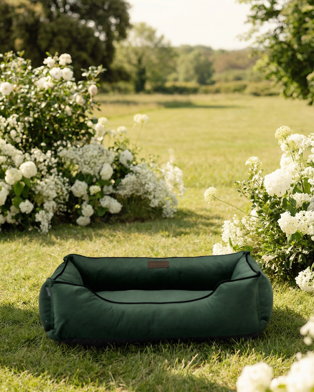 Lit Orthopédique en Velours Luxueux pour Chien en Vert