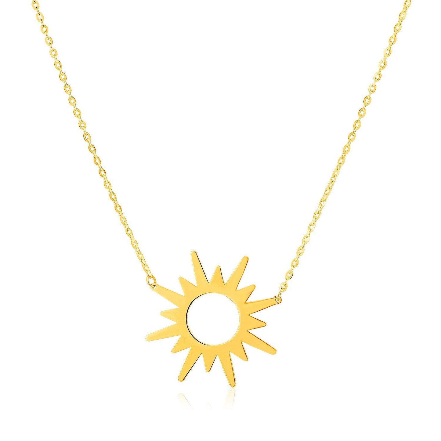 Collier en or jaune 14 carats en forme de soleil