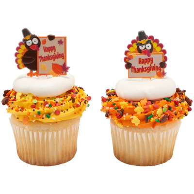 Happy Thanksgiving Turkeys Cupcake Picks - 12ct - Korvel