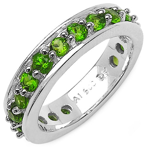 Anillo de Compromiso de 1.33 Quilates de Diopsido de Cromo Genuino en Plata Esterlina .925
