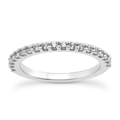 14k White Gold Shared Prong Diamond Wedding Ring Band