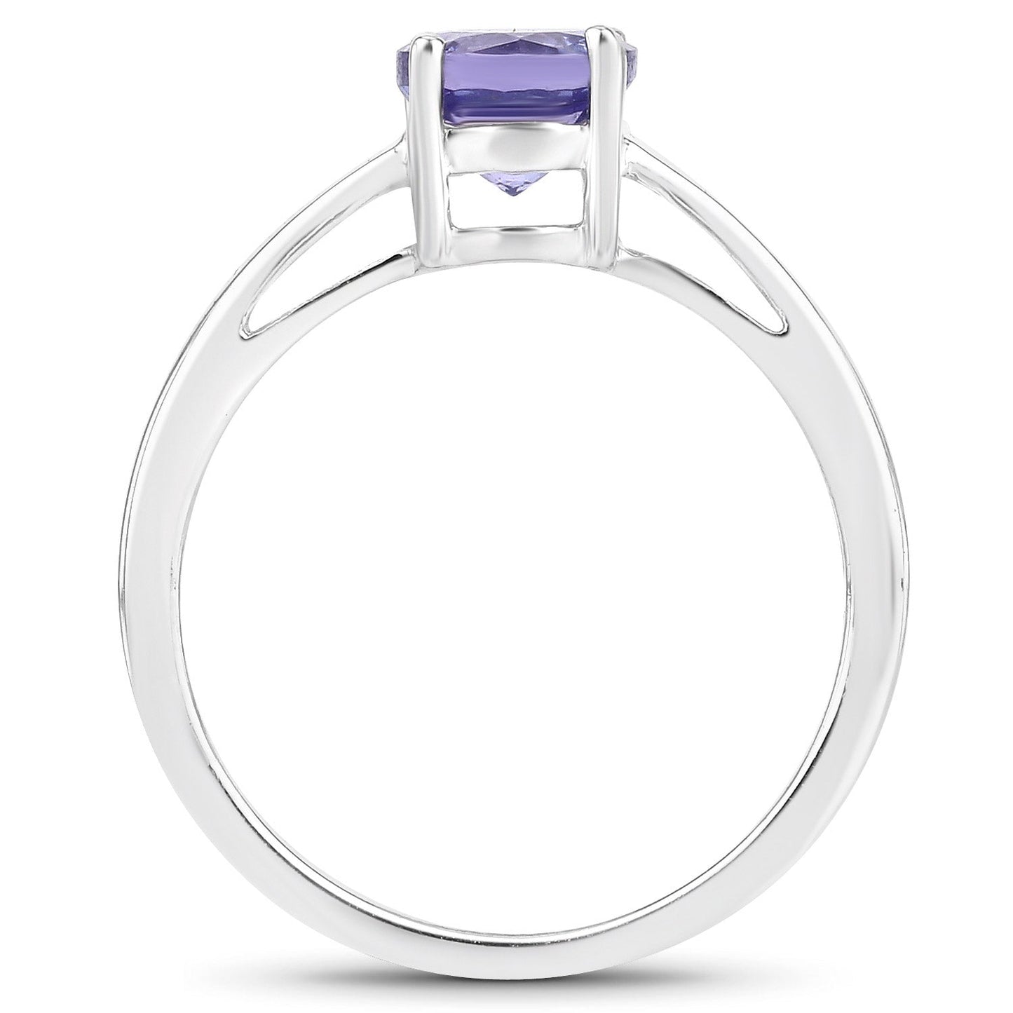 0.95 Carat Genuine Tanzanite Sterling Silver Engagement Ring