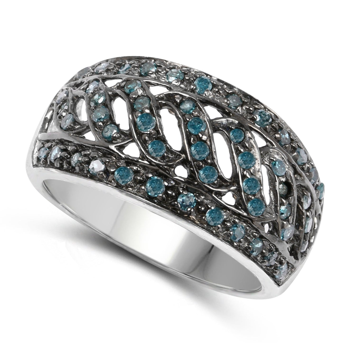 0.60 Carat Genuine Blue Diamond Sterling Silver Ring