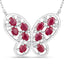 Collier en Rubis et Zircon Blanc de 2,36 Carats en Argent Sterling