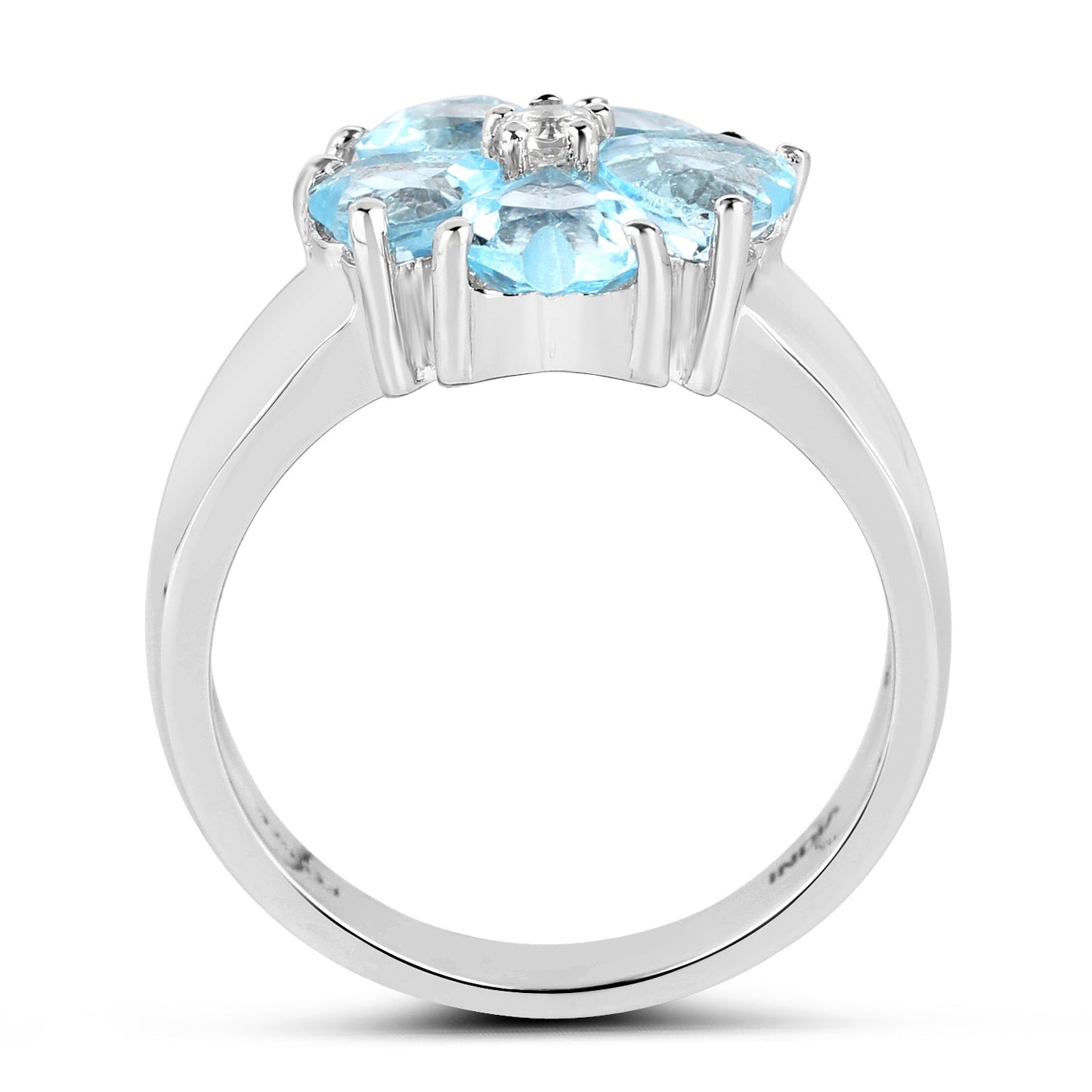 2.58 Carat Genuine Blue Topaz & White Topaz Sterling Silver Ring