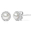 Boucles d'oreilles en or blanc 10K avec perles et diamants en halo