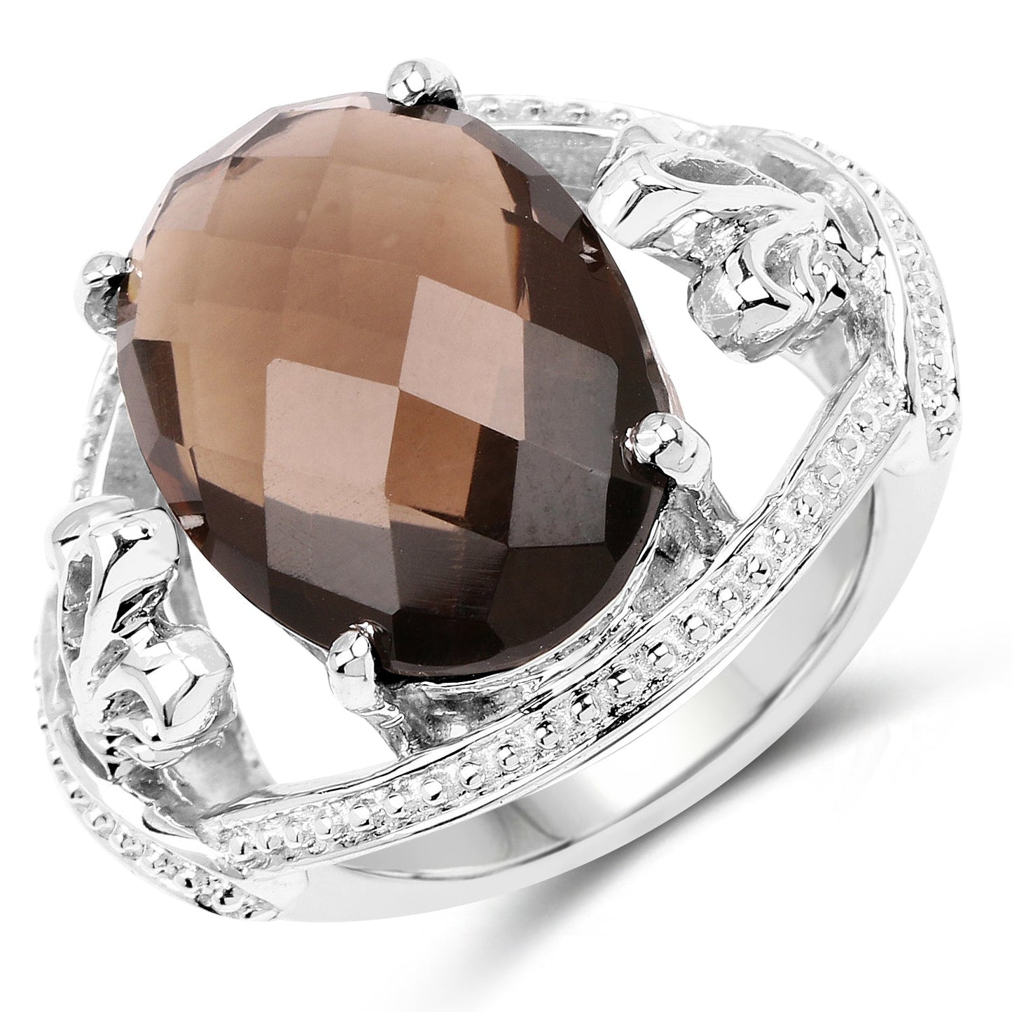 10.50 Carat Smoky Quartz Sterling Silver Engagement Ring