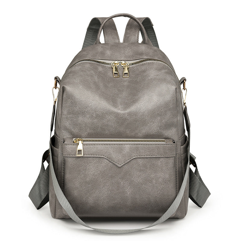 Korean-Style Soft PU Large-Capacity Women's Travel Backpack