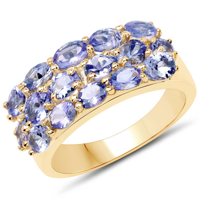 Bague de fiançailles en argent sterling avec tanzanite véritable de 2,72 carats