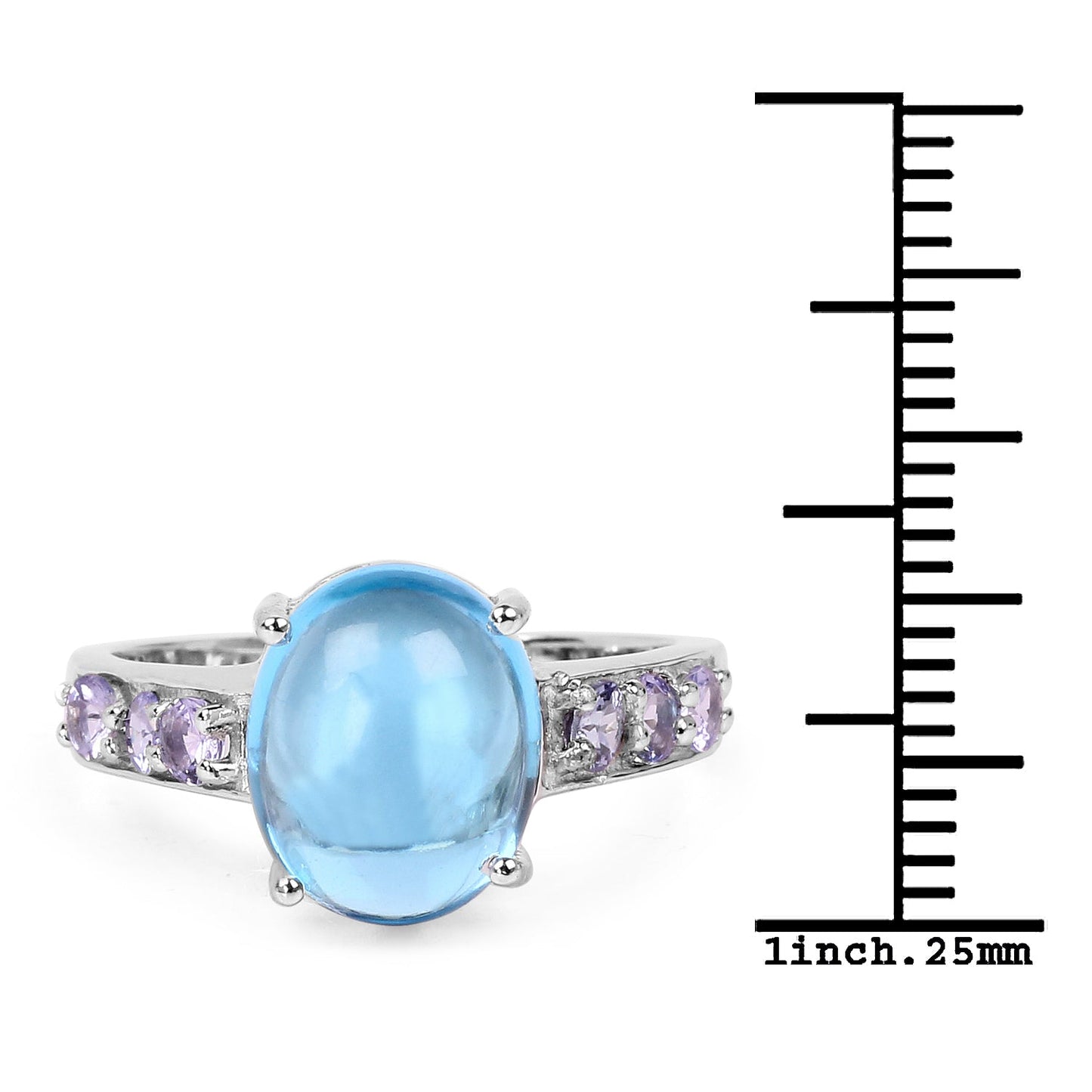 Bague en argent sterling avec topaze bleue suisse de 4,77 carats et tanzanite