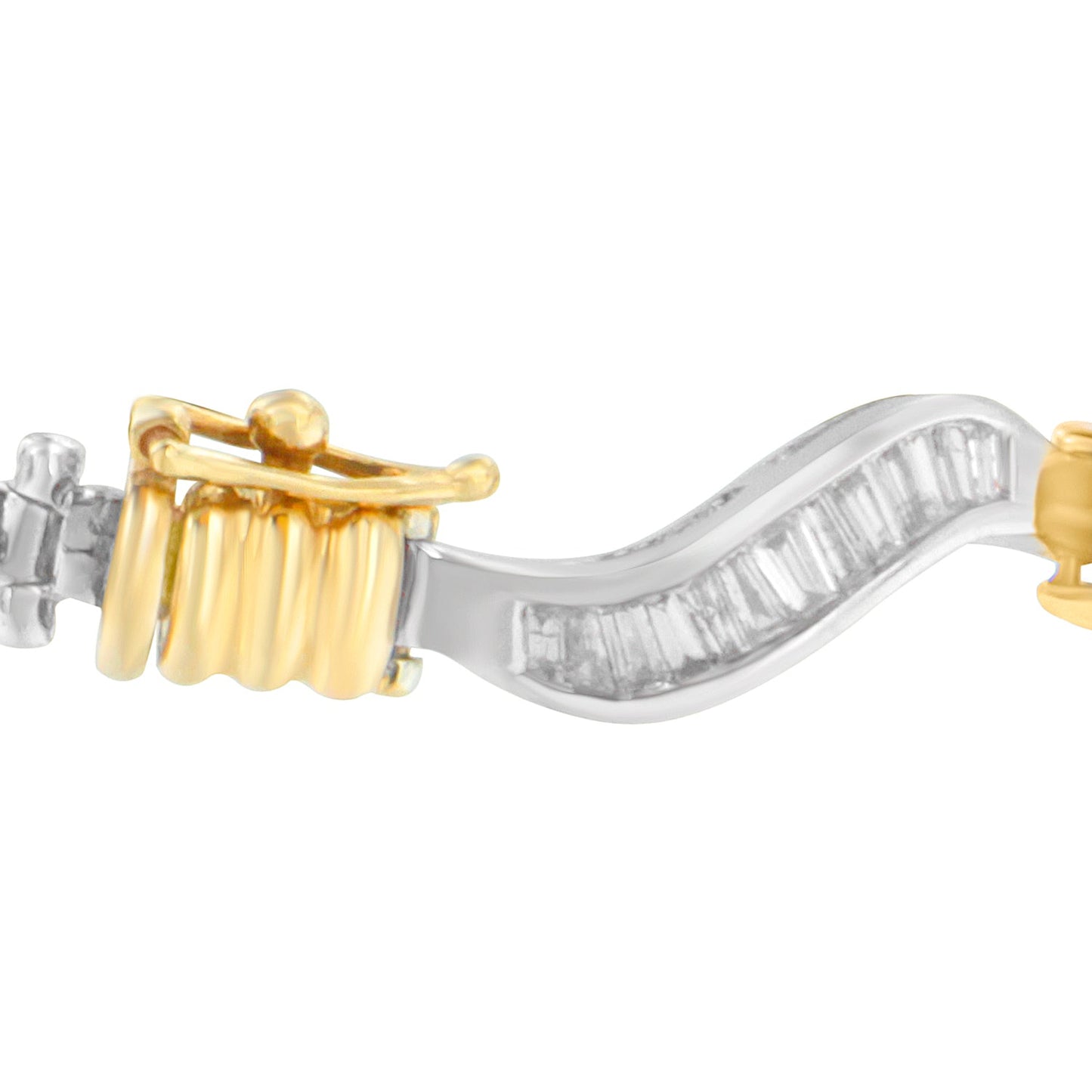 10K Two-Tone Gold Baguette Cut Diamond Spiral Bracelet