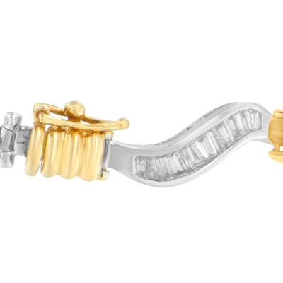 Bracelet en spirale en diamant taillé baguette en or bicolore 10K
