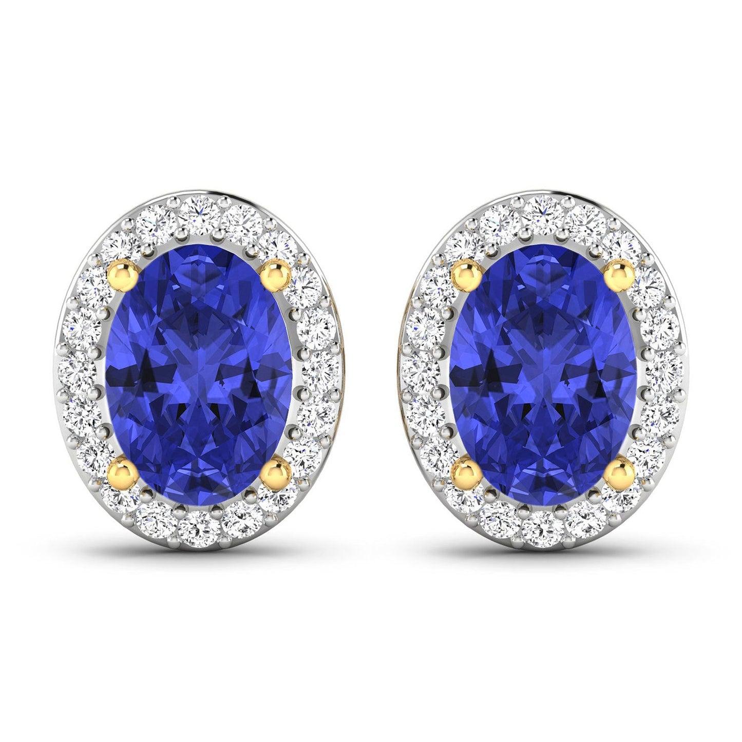 Pendientes de Tanzanita y Diamantes Blancos de 1.50 Quilates en Oro Amarillo de 14K