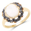 3.04 Carat White Moonstone & Black Diamond Sterling Silver Ring