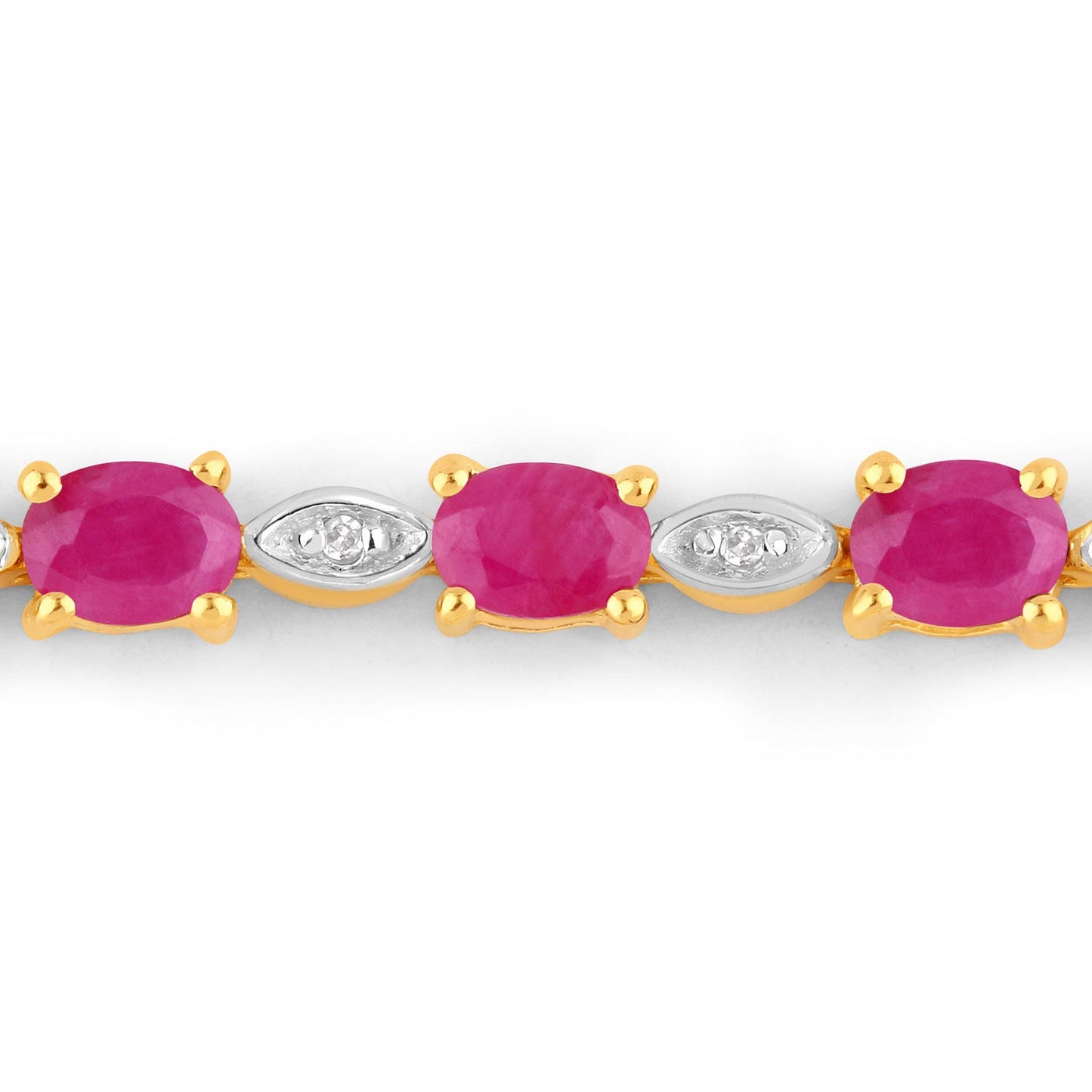 Elegant Ruby and Diamond Sterling Silver Bracelet