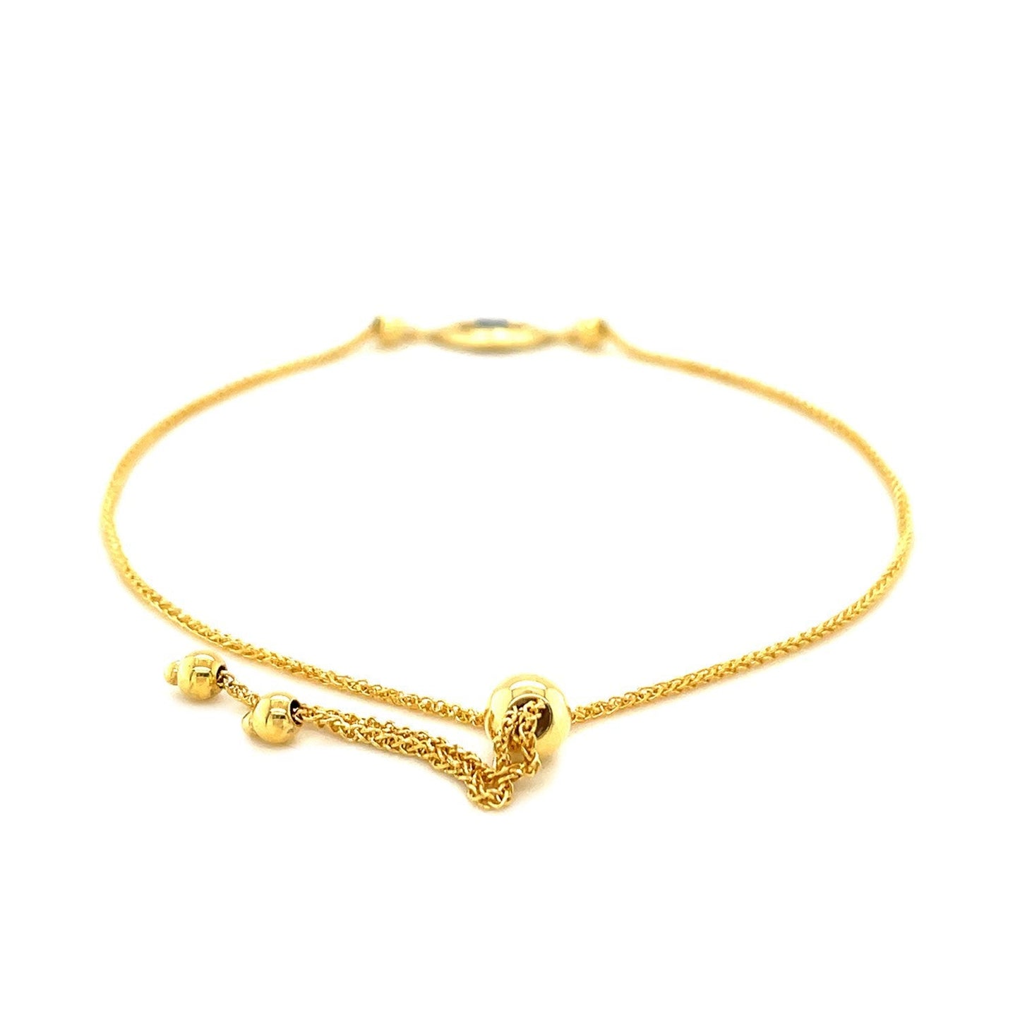 Pulsera Ajustable de Ojo Maligno de Oro Amarillo de 14k