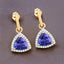 3.86 Carat Genuine Tanzanite and Diamond 14K Yellow Gold Earrings