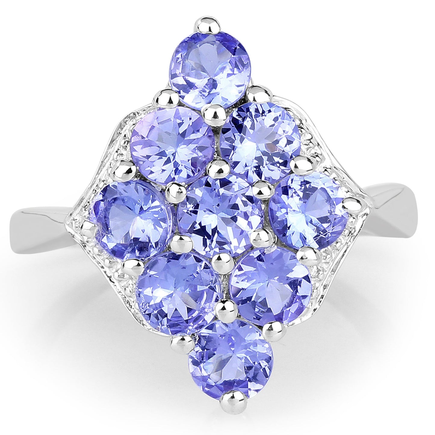 2.07 Carat Genuine Tanzanite Sterling Silver Engagement Ring